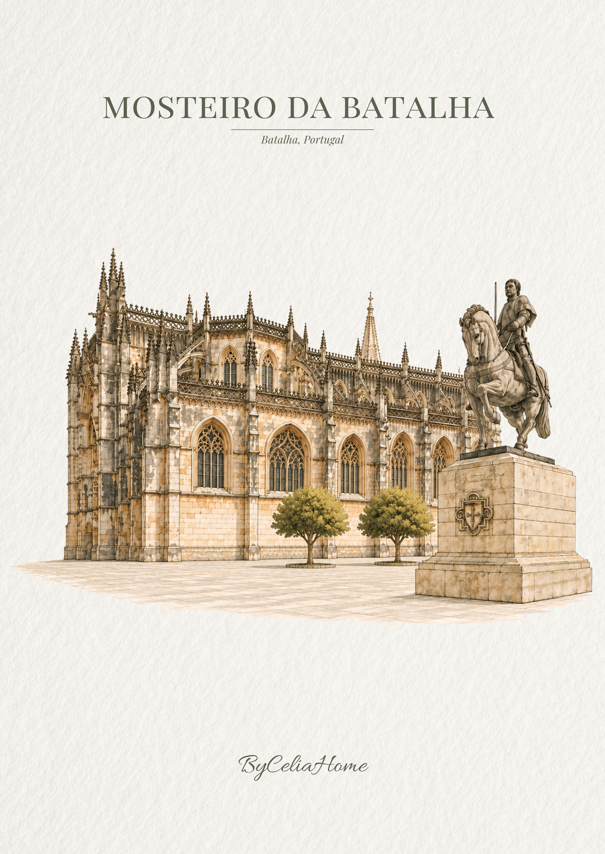 Affiche Batalha représentant le monastère de Batalha au Portugal