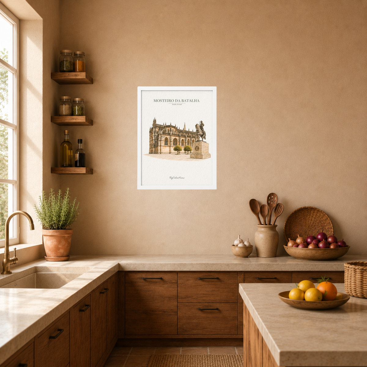 Tableau Batalha [50x70] avec cadre [blanc] dans une cuisine chaleureuse