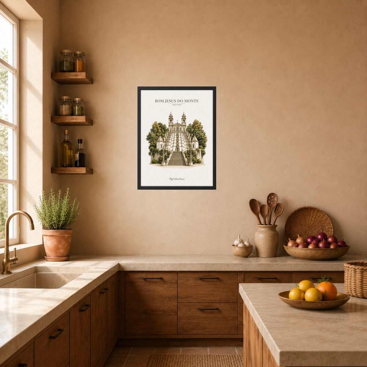 Tableau Braga [50x70] avec cadre [noir] dans une cuisine chaleureuse