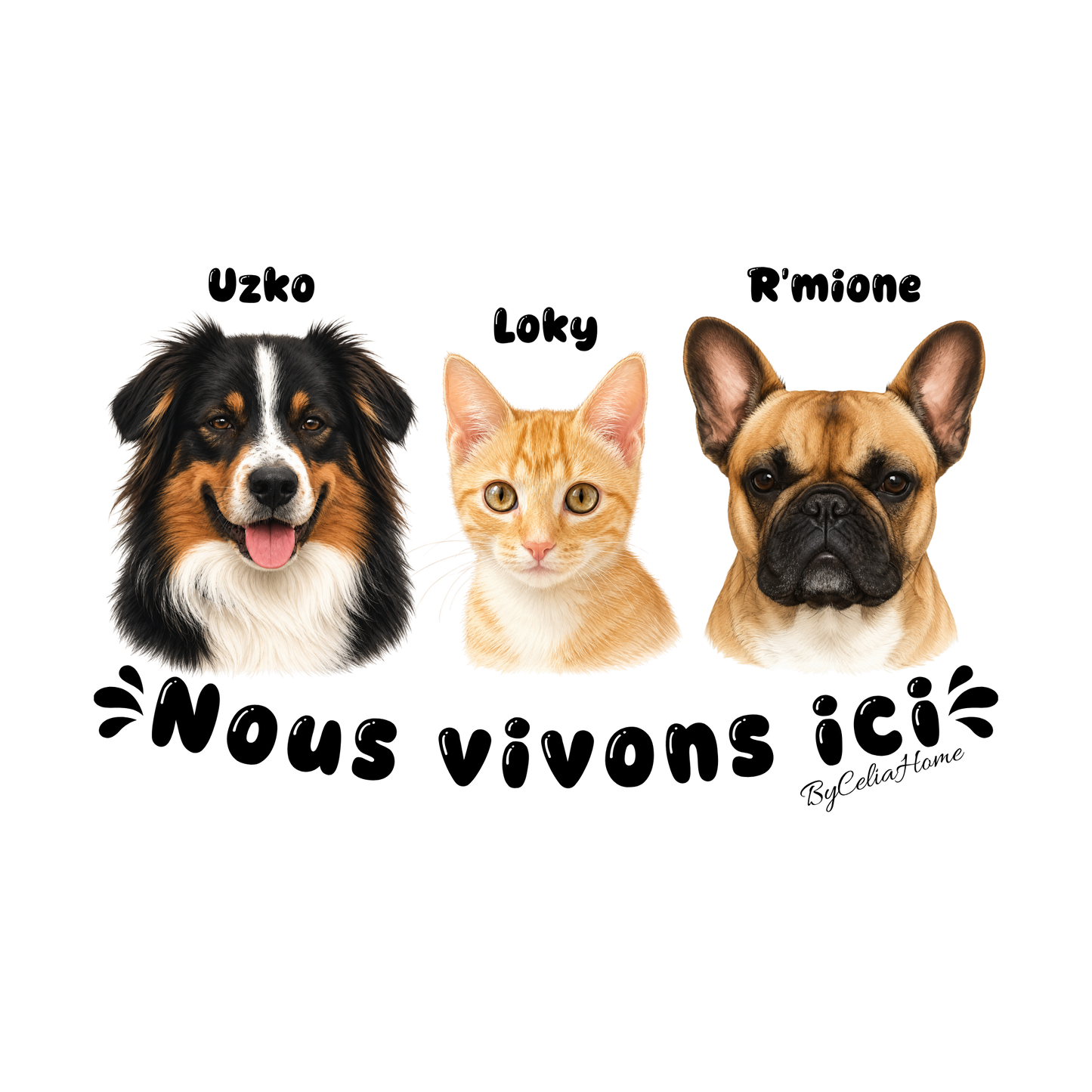 Sticker personnalisé à la découpe - 3 animaux