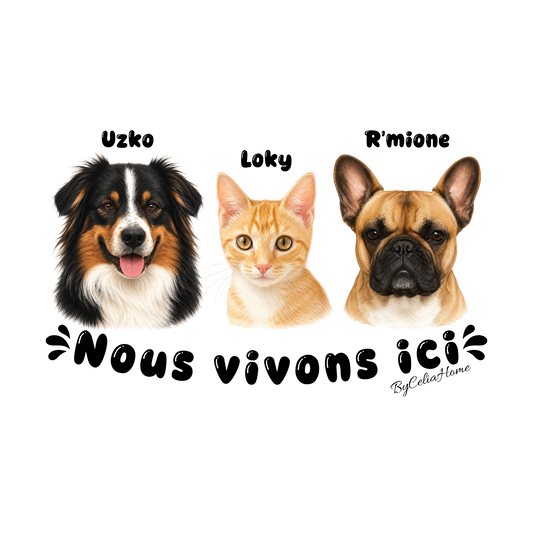 Sticker personnalisé à la découpe - 3 animaux