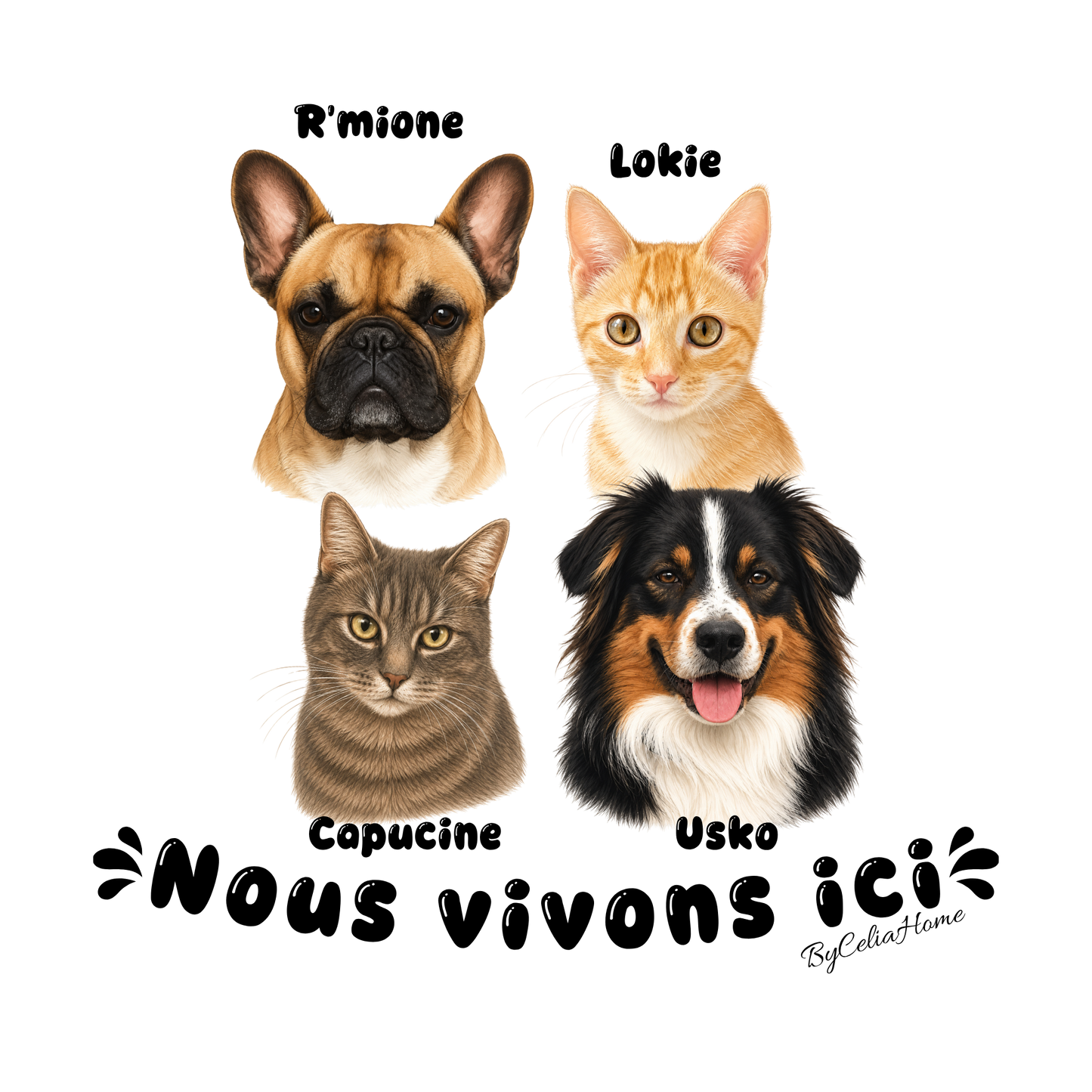 Sticker personnalisé à la découpe - 4 animaux