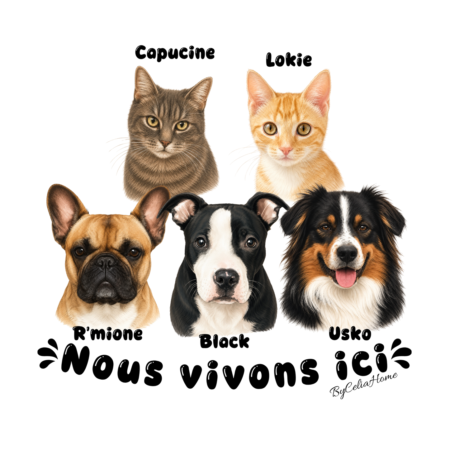 Sticker personnalisé à la découpe - 5 animaux
